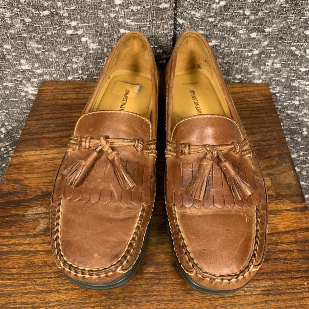 Johnston & Murphy Brown Leather Kiltie Tassel Moccasin Loafers Men's 9M